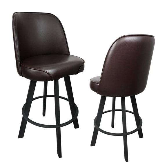 2 PACK Commercial Uphostered Swivel Bucket Seat Bar Stool with Metal Frame Restaurant and Cafe Bar Seating--assembly required