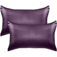 thumbnail image 1 of 2 PACK Cooling Viscose Satin Pillowcase Set with Hidden Zipper closure, King, Purple, 1 of 6