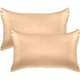thumbnail image 1 of 2 PACK Cooling Viscose Satin Pillowcase Set with Hidden Zipper closure, Standard/Queen, Champagne, 1 of 6