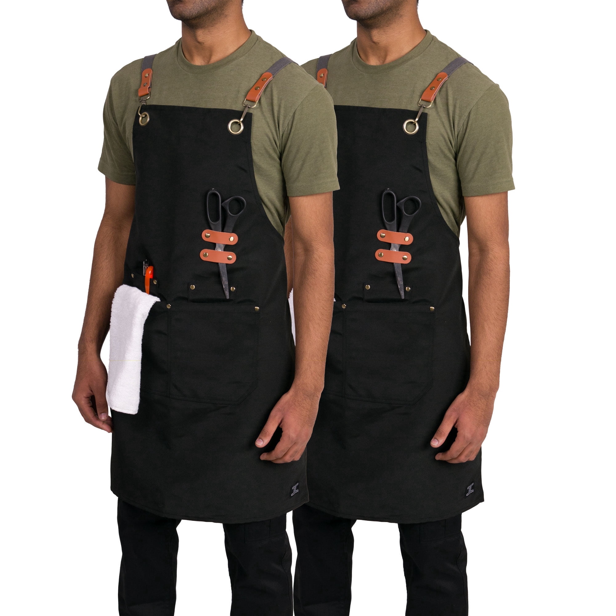 2-PACK CrossBack Multi-purpose Utility Apron with Adjustable Straps, Liquid Repellent