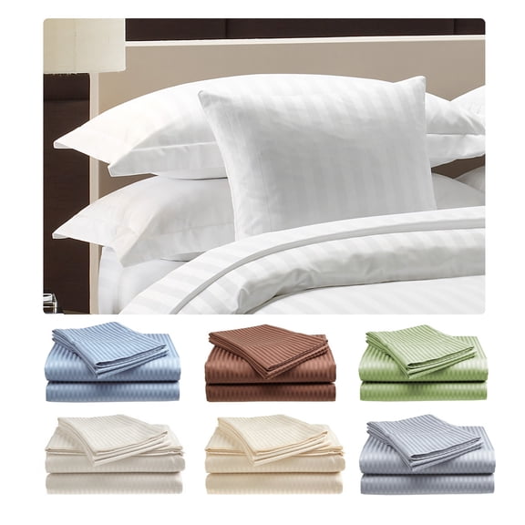 2 PACK:D Hotel , 400 Thread Count 100% Cotton Sateen Sheet Set Dobby Stripe