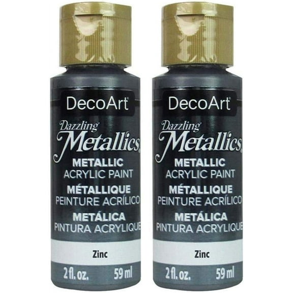2-PACK - Deco Art Dazzling Metallics Acrylic Paint 2oz - Zinc