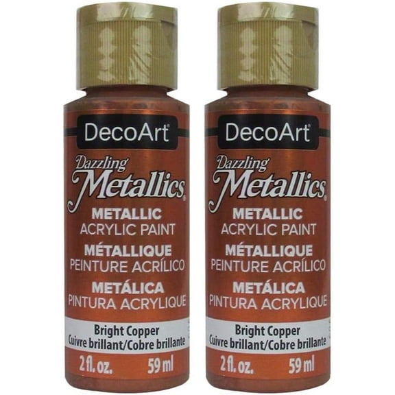 [2-PACK] - Decoart Dazzling Metallics Acrylic Paint 2oz - Bright Copper