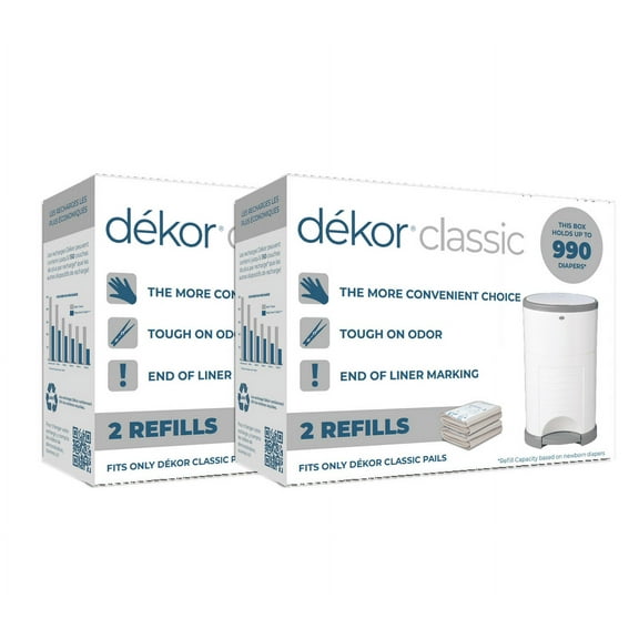 2 PACK Dekor Classic Diaper Pail Refills | 4 Count