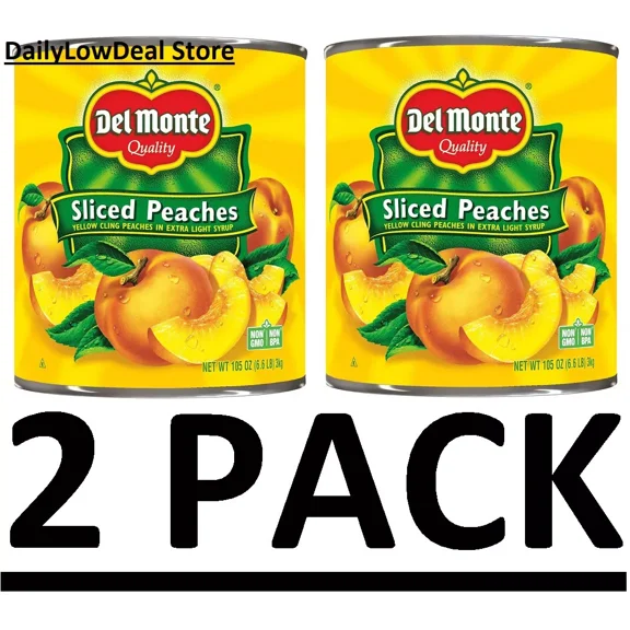2 PACK - Del Monte Lite Sliced Peaches (105 oz. Each)
