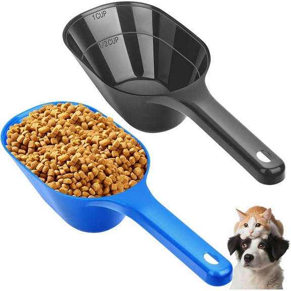 2 PACK Dog Food Scoop,1 Cup Capacity Pet Food Scoop With Measuring Lines For Dog, Puppy and Cat