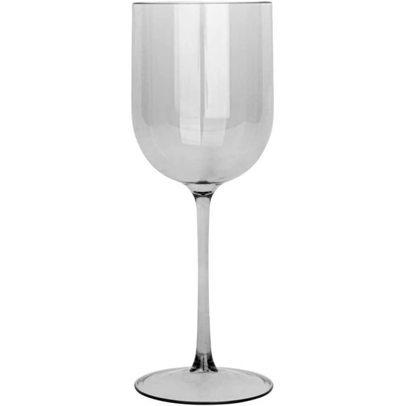 (2 PACK) EcoQuality Translucent Grey Plastic Wine Glasses - 12 oz Wine Glass with Stem, Disposable Shatterproof Wine Goblets, Reusable, Elegant Drink Cup Tumbler, Weddings, Party, Receptions, Dinner