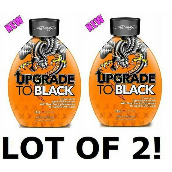 2 PACK Ed Hardy Upgrade To Black 1 Hour Power Bronzer Indoor Tanning Bed Lotion