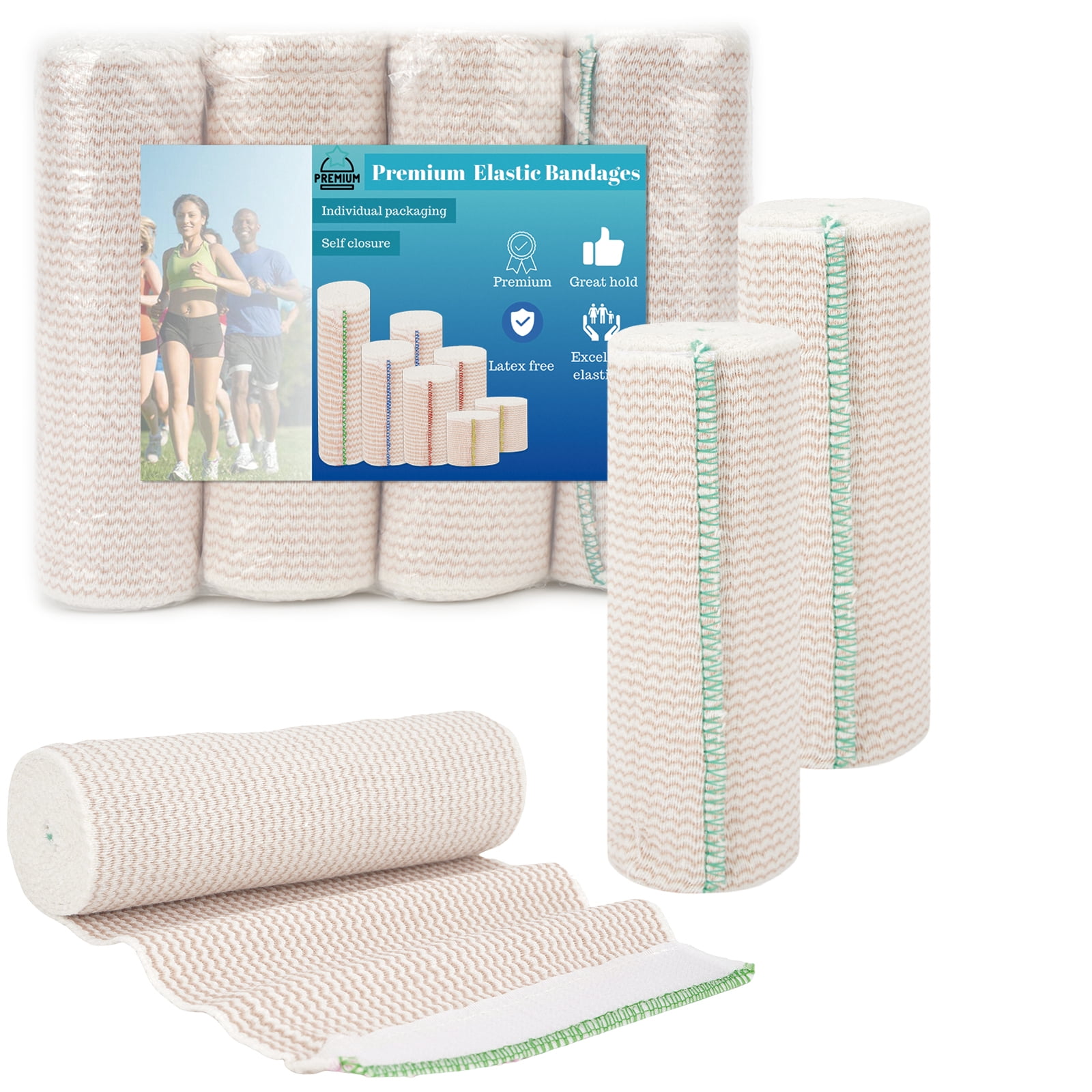 2 PACK Cotton Elastic Bandage Wrap 6 in Versatile Compression Wraps