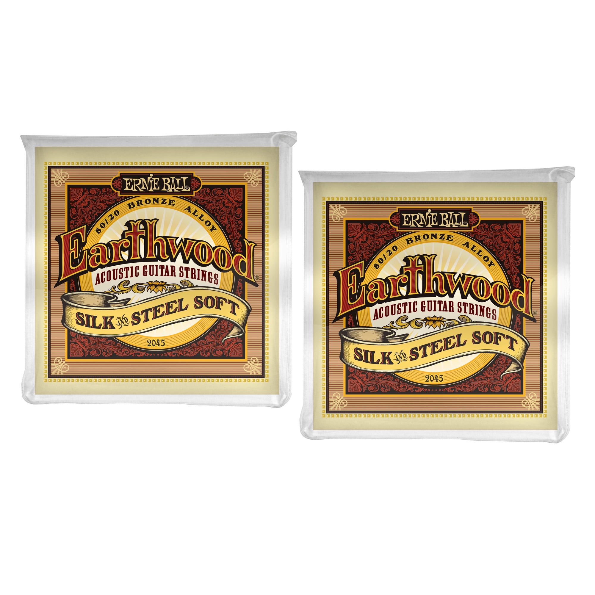 2 PACK Ernie Ball P02045 Earthwood Silk and Steel Soft Acoustic Set, .011 - .052