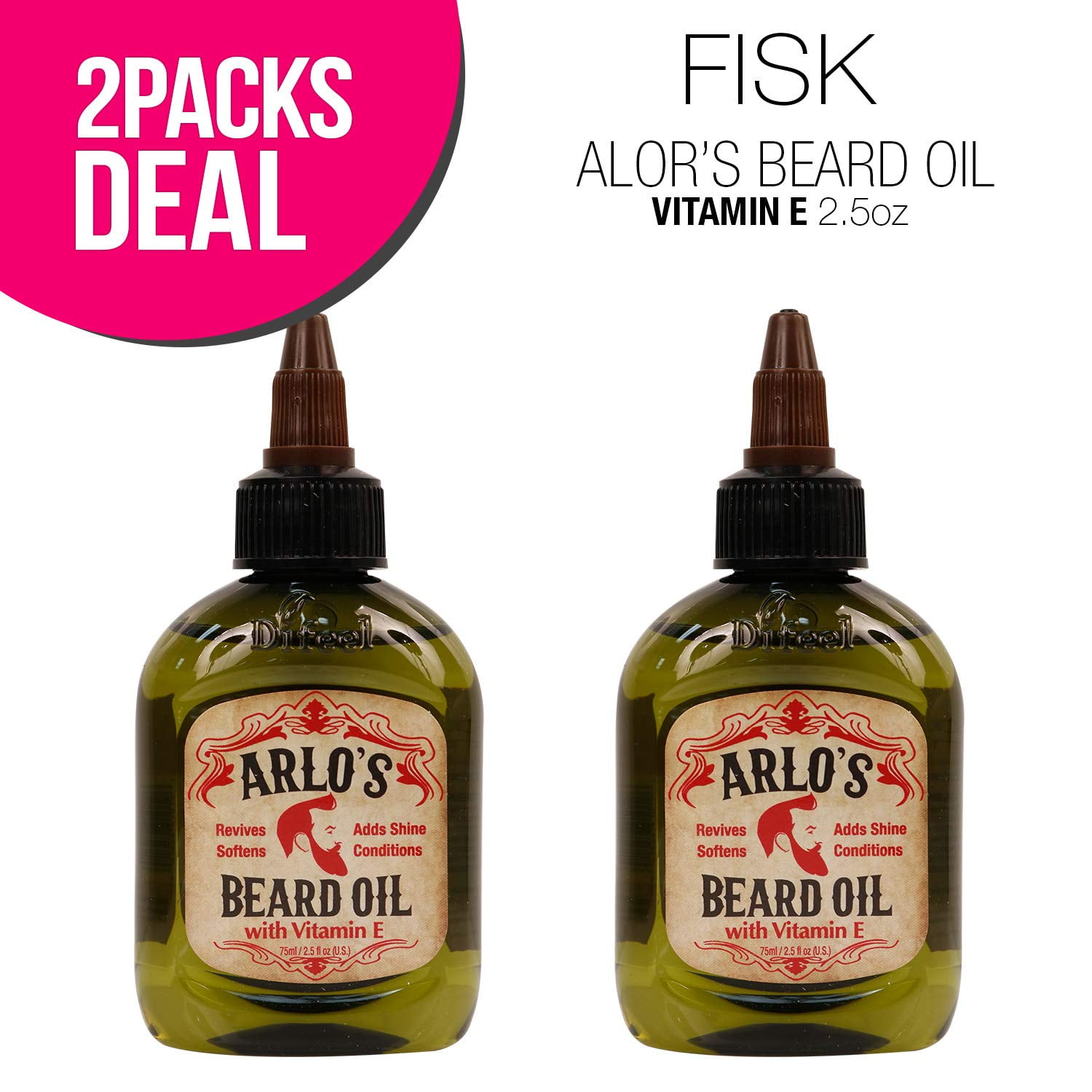 (2 PACK) FISK Original Arlo`s Beard Oil 2.5oz (Vitamin E)