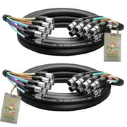 2 PACK - Fat Toad 8 Channel XLR Snake Cable Patch 10ft Studio Stage, Live Sound Recording Multicore Cords Pro-Audio Shielded 3-Pin Balanced Wires for Microphone Interface DMX Hub, DJ Digital Mixer