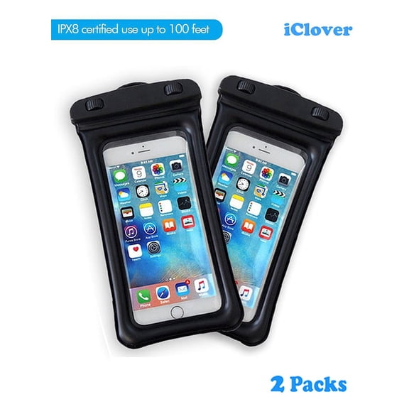 [2 PACK] Floating Waterproof Case,IClover Universal Dry Bag Pouch for Apple iphone 8/7/7s/6/6s Plus Samsung Galaxy S7, S6 HTC LG Sony Nokia Motorola up to 5.5 Inches with Lanyard Neck Strap