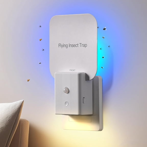 2-PACK Flying Insect Trap, 2 in 1 Indoor Plug-in Fruit Fly Trap, 2 Trap White and 10 Glue Cards, Fruit Fly Traps for Gnat, Moth, Mosquito, Suitable for Every Part of The Home
