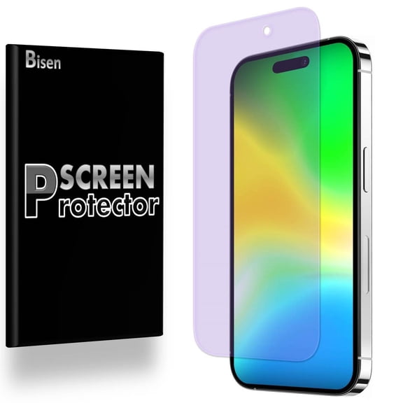 [2-PACK] For iPhone 16 [BISEN] Anti Blue Light [Eye Protection] Screen Protector, Flexible Film, Anti-Scratch, Anti-Shock, Shatterproof, Bubble Free