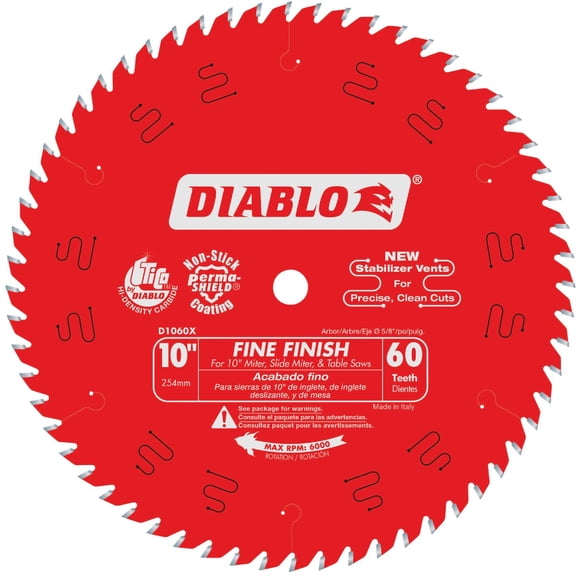2 PACK Freud D1060X Diablo 10-Inch 60 Tooth ATB Fine Finish Saw Blade with 5/8-Inch Arbor and PermaShield Coating