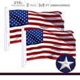 thumbnail image 1 of 2-PACK | G128 – 2-pk American Flag | 3x5 feet | Embroidered 210D – Embroidered Stars, Sewn Stripes, Brass Grommets, Indoor/Outdoor, Vibrant Colors, Quality Polyester, US USA Flag, 1 of 8