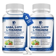 2 PACKGABA Supplements 750mg with L-Theanine, 5-HTP, Ashwagandha, Lukaree GABA Capsules for Sleep, Focus, Mood Support, Cortisol Balance - 120 Day Supply