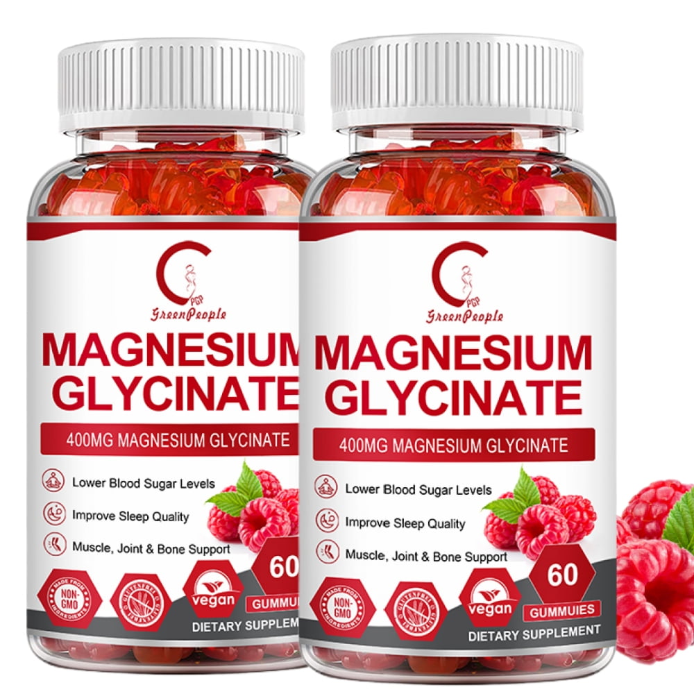 (2 PACK) GPGP Magnesium Glycinate Gummies 400mg Best Magnesium