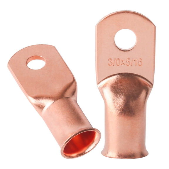 2 PACK Gauge 3/0 AWG 5/16" Ring Battery Cable End Terminal Lugs Bare Copper