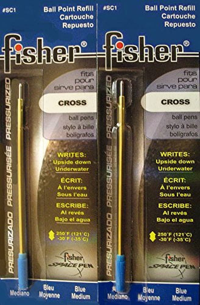 2 PACK Genuine Fisher Space Pen Blue Medium Point SC1 CROSS Pen Refills