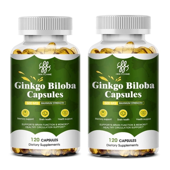 (2 PACK)Ginkgo Biloba Capsules 500mg | Herbal Supplement | 240 Vegetarian Capsules