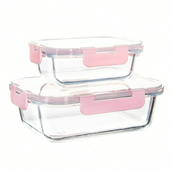 [2-PACK] Glass Food Storage Containers With Airtight Lids, Ideal For Meal Prep, Lunches - Microwave And Dishwasher Safe ﻿