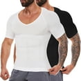thumbnail image 1 of 2 PACK Gynecomastia Compression Shirts for Men Shapewear Tummy Control Body Shaper Undershirt V-Neck Workout Baselayer T-Shirt, 1 of 5