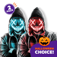thumbnail image 1 of 2 PACK! Halloween LED Mask, Scary Glow LED Face Light Up Masks with 3 lighting Modes & El Wire for Costume & Cosplay Masquerade Party Adjustable & Eco-Friendly Material for Men Women Kids, 1 of 11