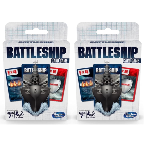 2-PACK - Hasbro Gaming Battleship Card Game for Kids Ages 7 and Up, 2 Players Strategy Game