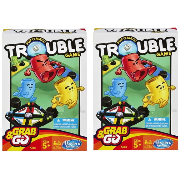 [2-PACK] - Hasbro Trouble Grab & Go Game (Travel Size)