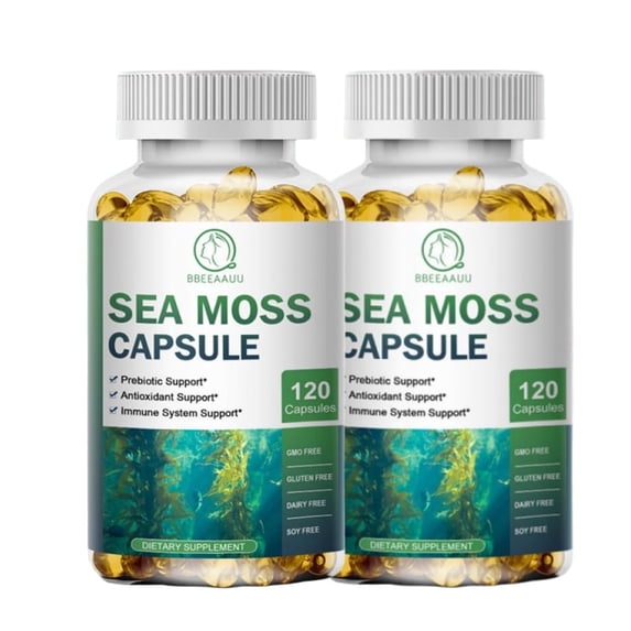 (2 PACK)Irish Sea Moss Capsules - 2000 mg Seamoss Supplement for Thyroid, Energy, Immune Support, 240 CT