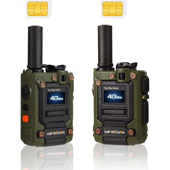 (2-PACK)-K300S 4G LTE Cellular Walkie Talkie with SIM Card, Push-to-Talk PoC Network Radio, GPS Tracking, OLED Display, USB-C Rechargeable Two-Way Radio
