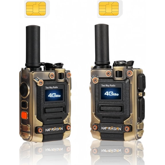 (2-PACK)-K300S 4G LTE Cellular Walkie Talkie with SIM Card, Push-to-Talk PoC Network Radio, GPS Tracking, OLED Display, USB-C Rechargeable Two-Way Radio