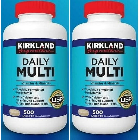 2 PACK | KS Daily Multi, Multivitamin with Calcium and Vitamin D 500 Tablets (2 PACK)