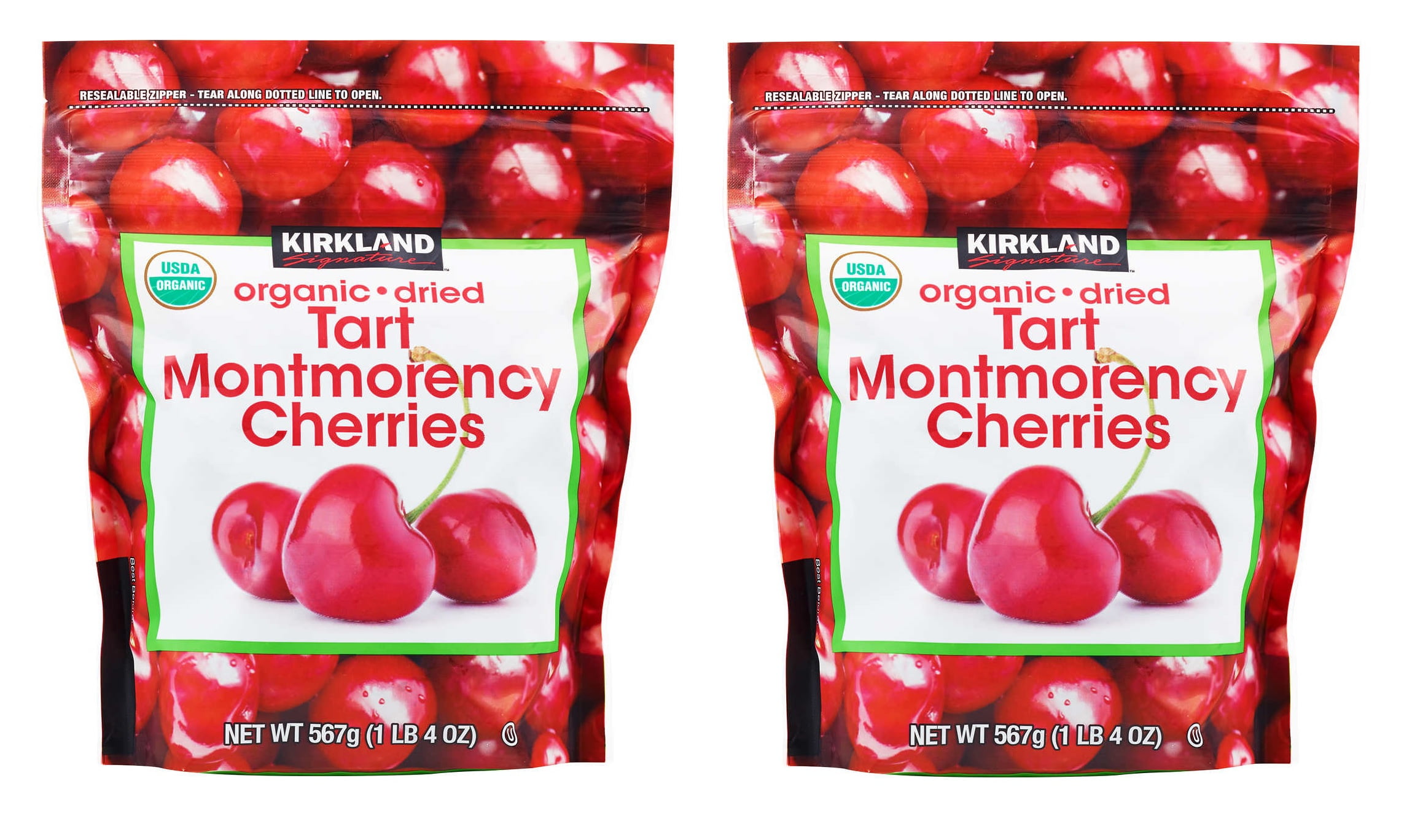 2 PACK | KS Kosher Organic Dried Tart Montmorency Cherries, 1 lb 4 oz (2 Pack)