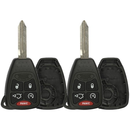 2 PACK - KeylessOption Just the Case Keyless Entry Remote Control Car Key Fob Shell Replacement OHT692713AA for 06-14 Chrysler Jeep Dodge Vehicles