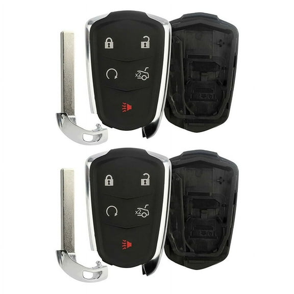2 PACK KeylessOption Keyless Entry Remote Car Smart Key Fob Case Shell Button Pad Outer Cover for Cadillac ATS CTS SRX XTS HYQ2AB, HYQ2EB