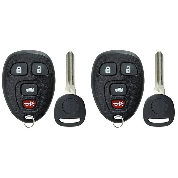 2 PACK KeylessOption Keyless Entry Remote Control Car Key Fob Replacement 15252034 with Transponder Key for 2005-2012 Chevy Pontiac Saturn Vehicles