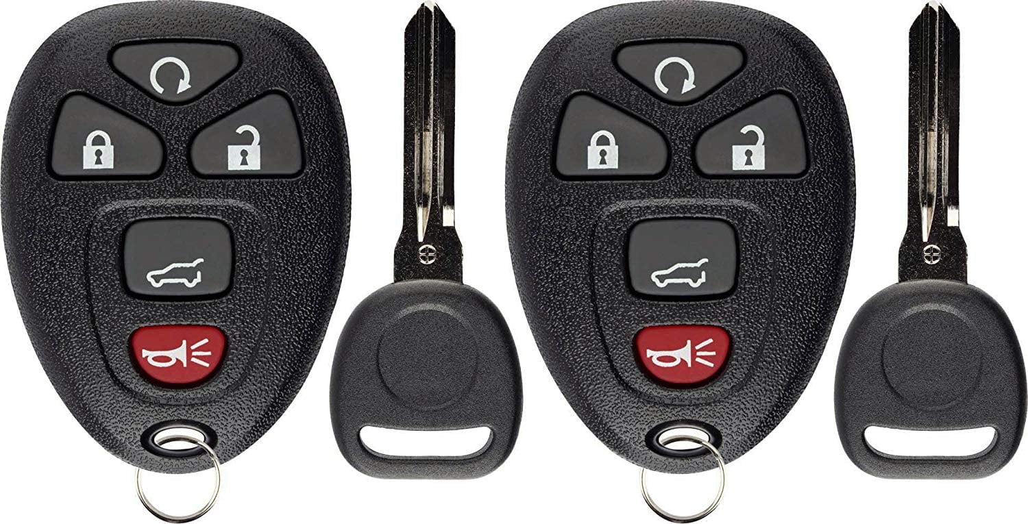 2 PACK KeylessOption Keyless Entry Remote Control Car Key Fob & Replacement Ignition Chip Key 15913415 OUC60270 for Buick Chevy GMC Cadillac Vehicles.