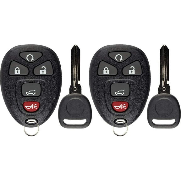 2 PACK KeylessOption Keyless Entry Remote Control Car Key Fob & Replacement Ignition Chip Key 15913415 OUC60270 for Buick Chevy GMC Cadillac Vehicles.