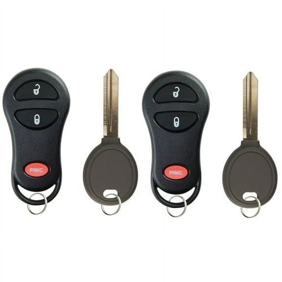 2 PACK - KeylessOption Keyless Entry Remote Fob Uncut Ignition Car Key Replacement GQ43VT17T, 04686481 for Dodge & Chrysler