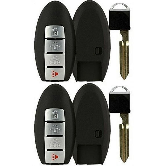 2 PACK KeylessOption Keyless Entry Remote Smart Car Key Fob Shell Case Cover Valet With Insert Blade CWTWBU735, CWTWBU624 for 07-08 Nissan Maxima 08-12 Armada