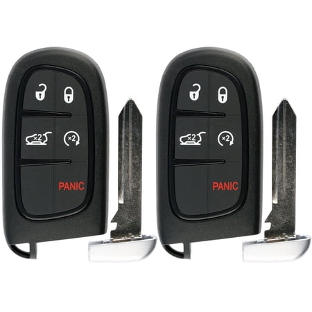 2 PACK KeylessOption Keyless Entry Remote Start Smart Car Key Fob Alarm GQ4-54T for Jeep Cherokee & Dodge Ram