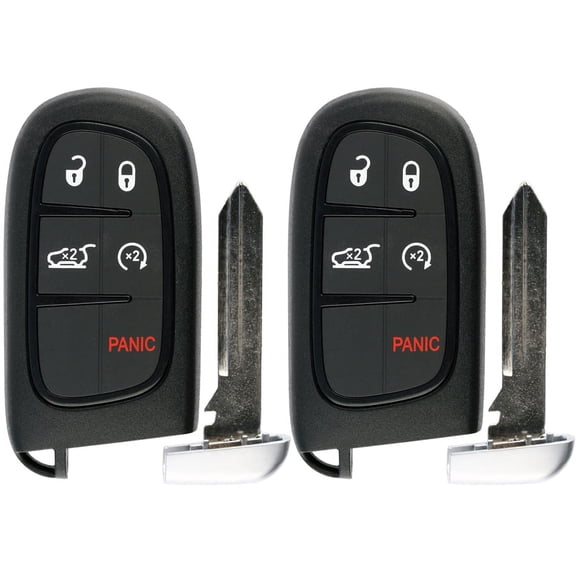 2 PACK KeylessOption Keyless Entry Remote Start Smart Car Key Fob Alarm GQ4-54T for Jeep Cherokee & Dodge Ram