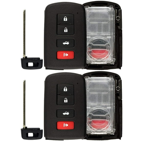 2 PACK KeylessOption Keyless Remote Smart Car Uncut Blank Key Fob Case Shell Cover Housing HYQ14FBA for 2013-2017 Toyota Vehicles