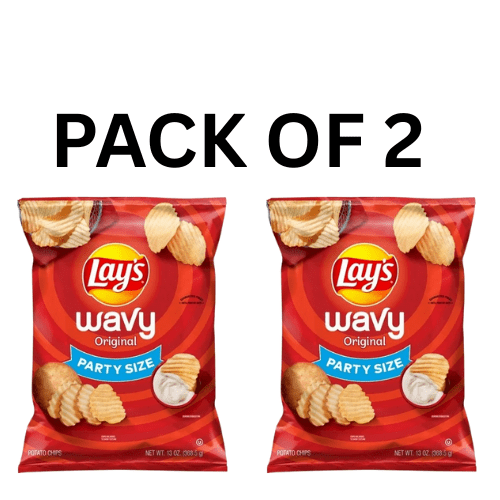 2 PACK Lay's Wavy Original Potato Chips, Party Size, 13 oz Bag