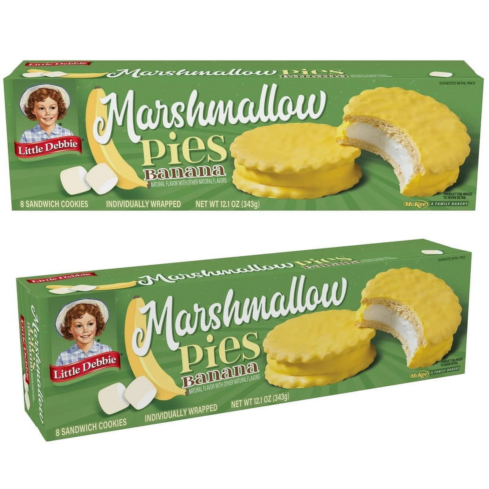 2 PACK, Little Debbie Banana Marshmallow Pies