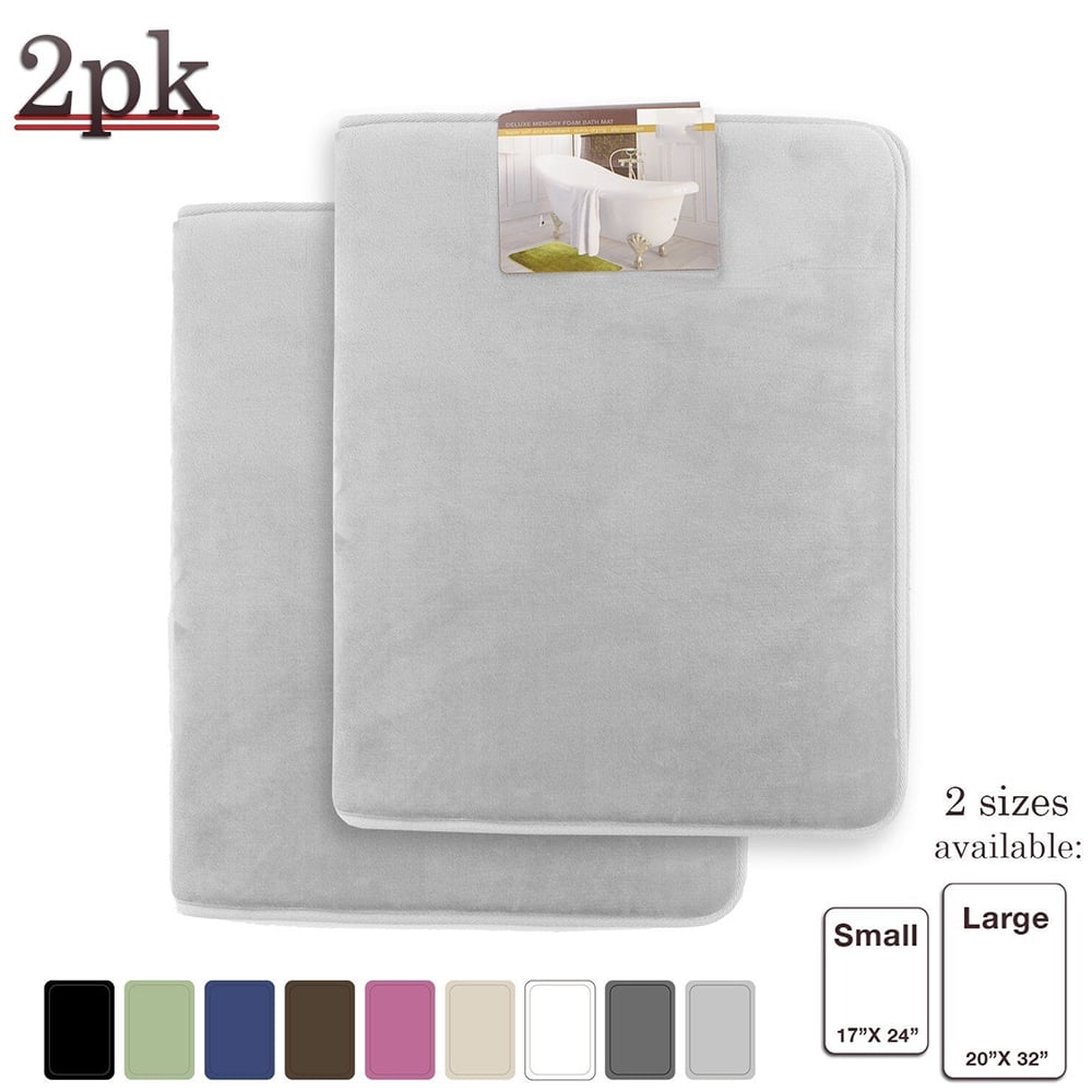 2 PACK Luxurious Bath Mat Memory Foam Filled NonSlip Absorbent