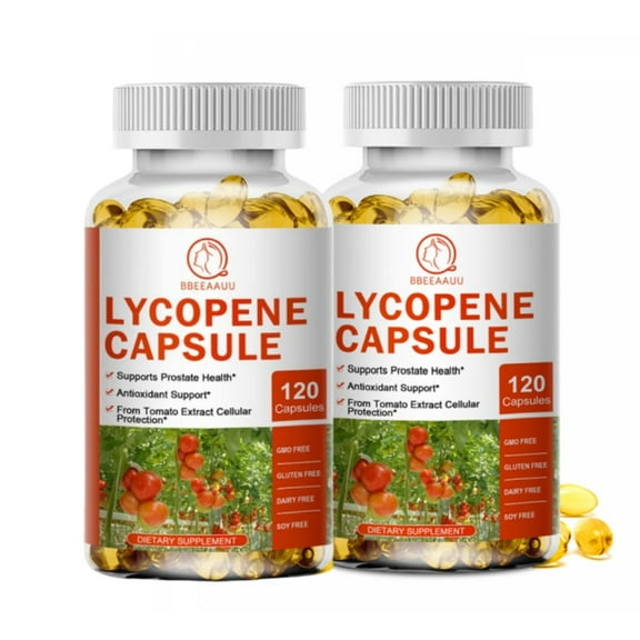 (2 Pack)Lycopene Supplement 20 mg Capsules - Organic Tomato Extract Lycopene - Support Normal Prostate Health and Normal Heart Function for Men & Women - 240 Vegan Capsule
